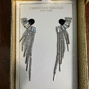 Christian Siriano silver cubic zirconia drop earrings